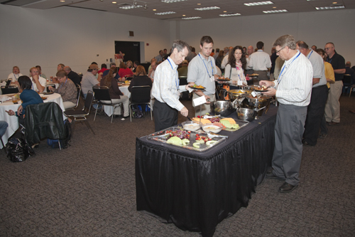 meal line at Hoard's party