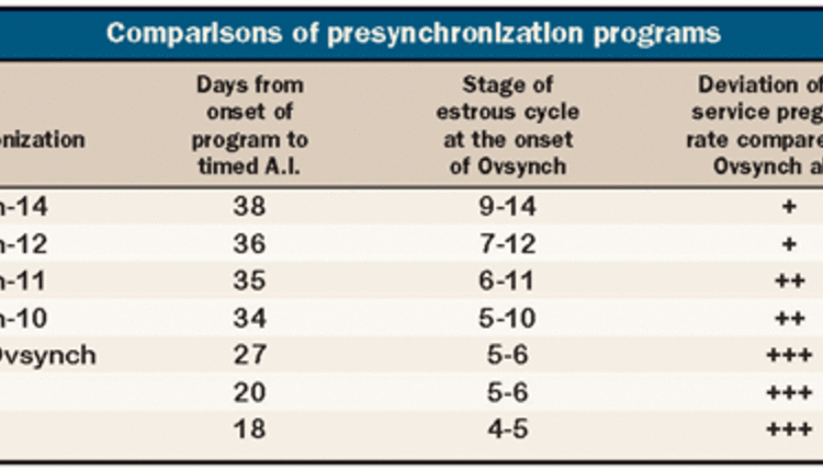presynch comparisons