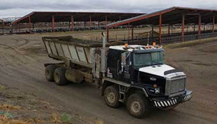 truck hauling manure