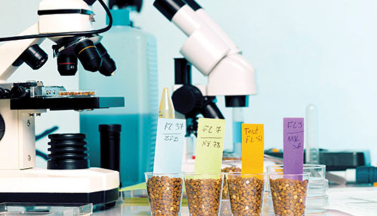 microscope and crop samples