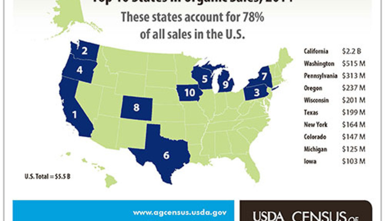 Top 10 organic selling states